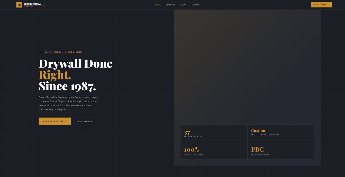 Bonardi Drywall website homepage