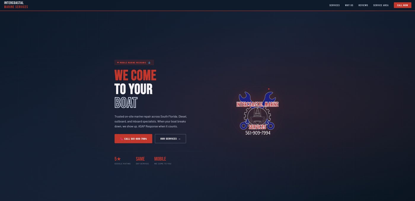 Intercoastal Marine Services website homepage