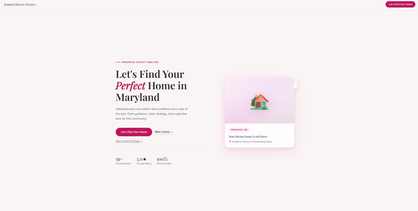 Joanna Brown Homes website homepage